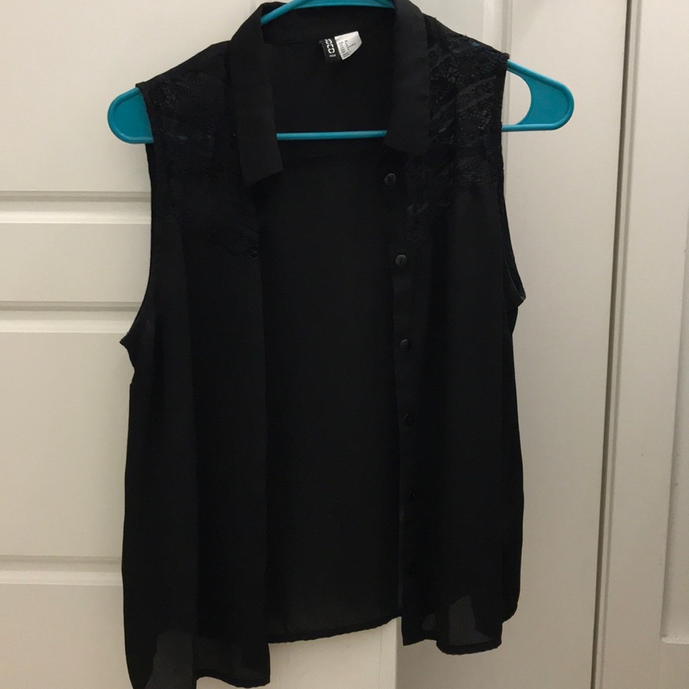 Sleeveless black blouse